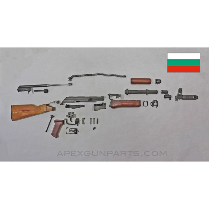 Bulgarian AK-74 Parts Kit, Wood Stock & Hand Guards, Stripped Bolt, 5.45x39 *Good* 