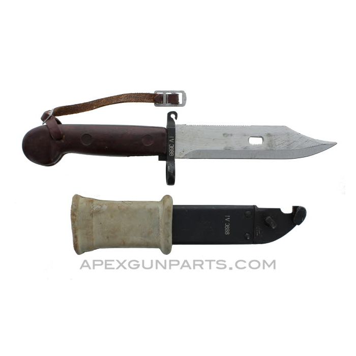 Romanian AK-47 Bayonet and Scabbard with Rubber Insulator, Type 2 *Good to Very Good* 