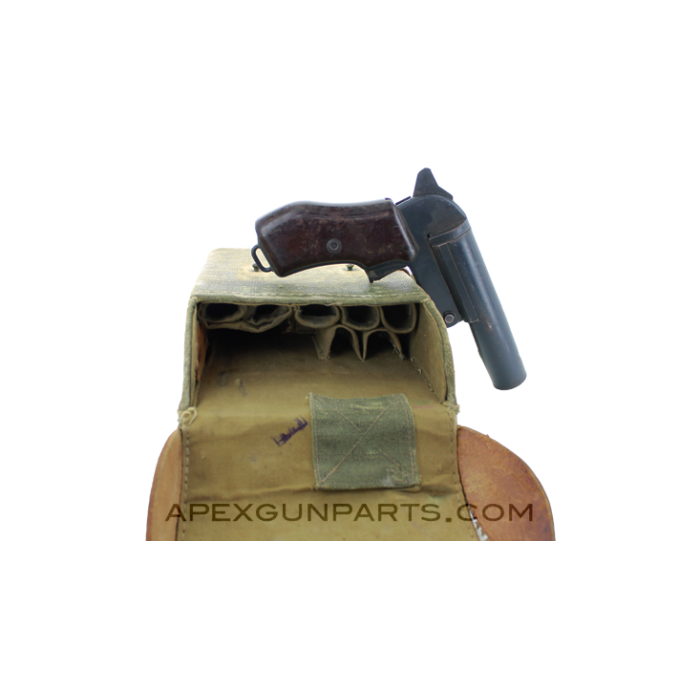 Czech wz.44 Flare Gun, Soviet Era, 26.5mm, Steel & Polish Flare Pistol Carrier, Heavy Use, *Fair* 