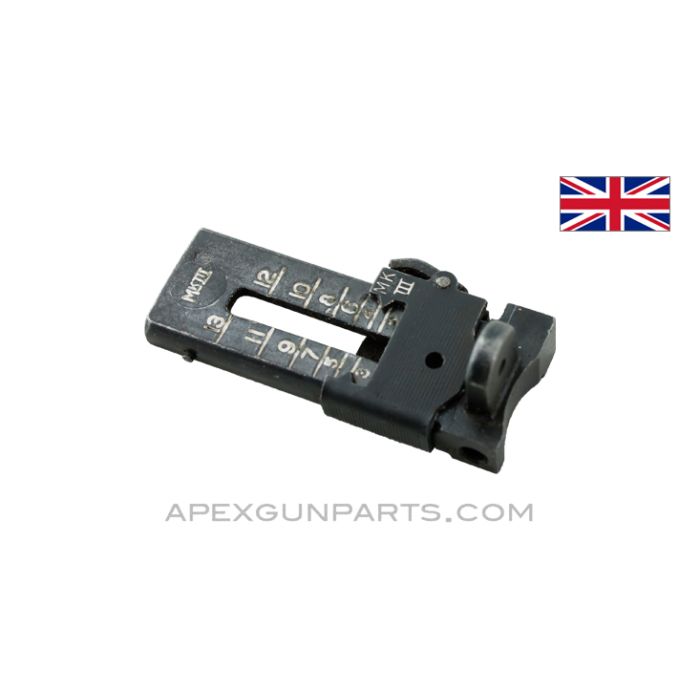 Enfield #4 MK3 Rear Sight, Stamped with Slider, Blued Steel, .303 British *Good* 