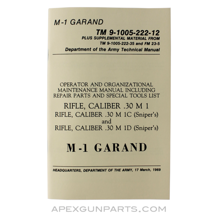 M1 Garand Technical Manual, USGI, Paperback, *NEW*