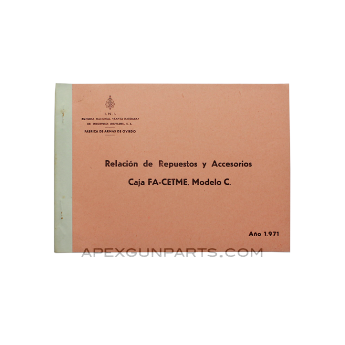 CETME Model C Small Parts Booklet, Original Spanish *Good*