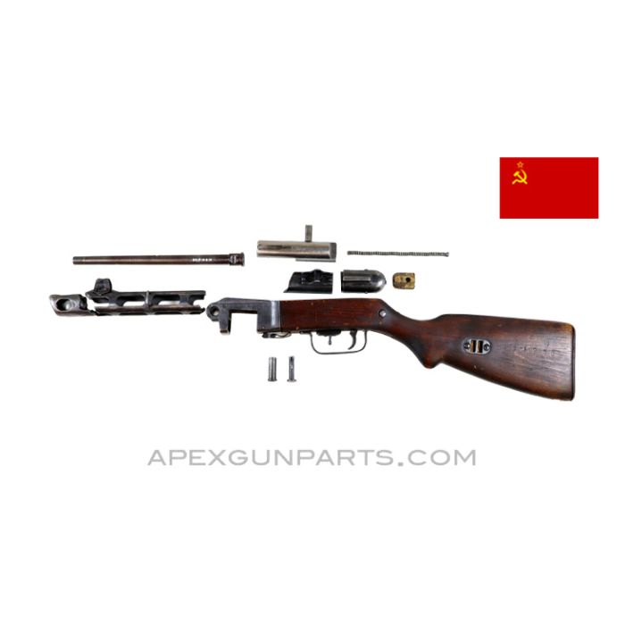 PPSh-41 Parts Kit, 10.25" Barrel, Wood Stock, w/ Cut Barrel Shroud, 7.62X25, *Good* 
