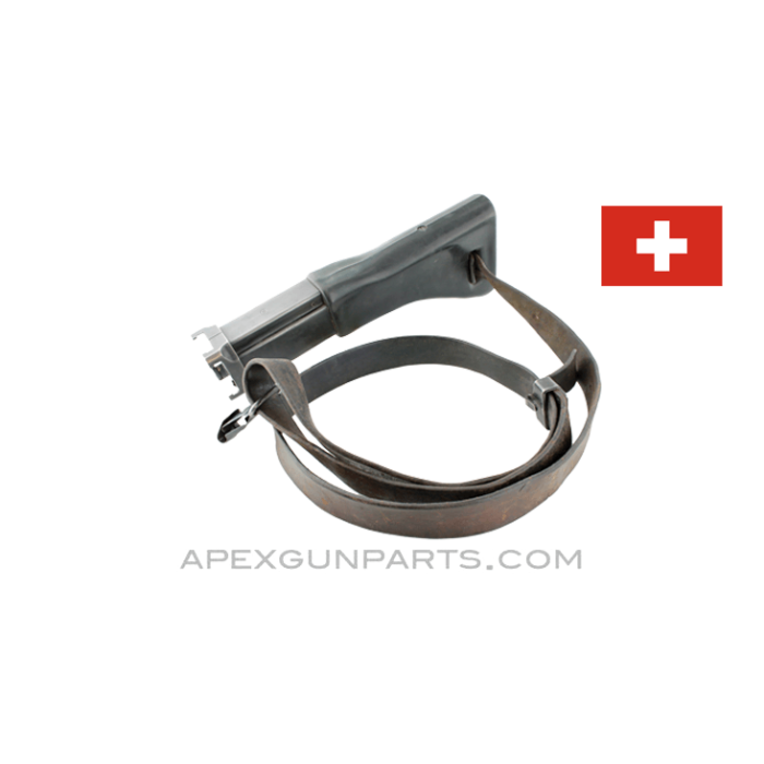 Swiss Stgw 57 Buttstock, With Leather Sling, Swiss, *Good*  
