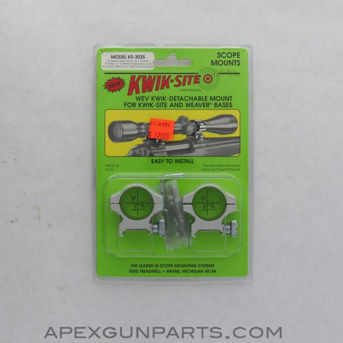 KS-303S Kwik-Site See Through Scope Mount, Detachable, Silver *NEW*