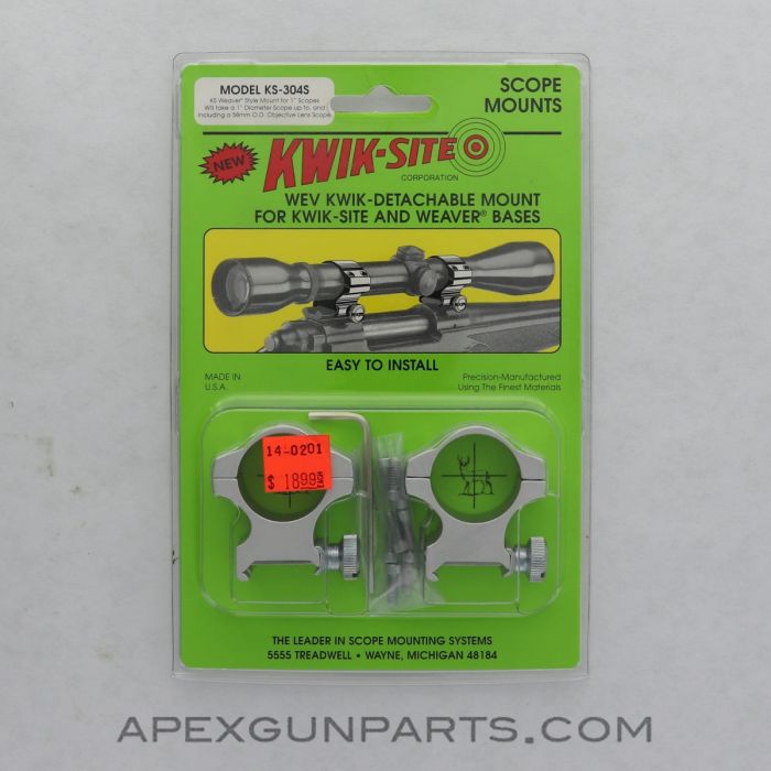 KS-304S Kwik-Site See Through Scope Mount, Detachable, Silver *NEW*
