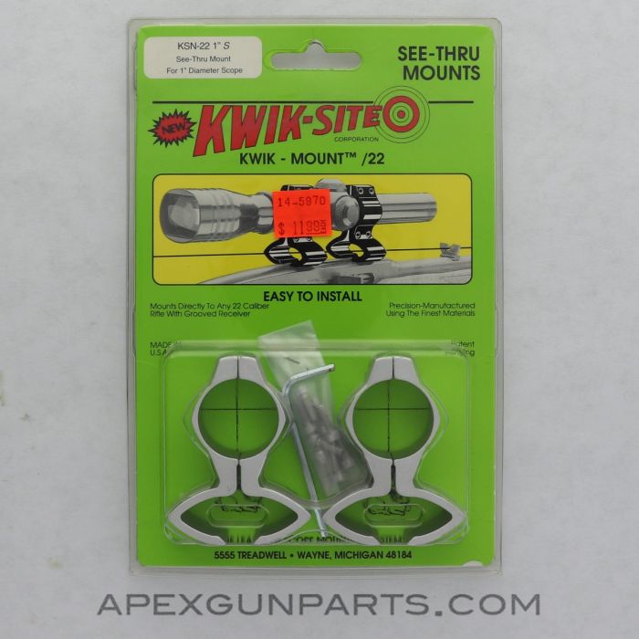 KSN-22 Kwik-Site See Through Scope Mount, For .22 Rifles, Silver *NEW*