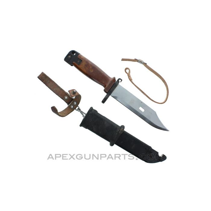 Polish AK-47 Type 3 Bayonet & Scabbard w/Leather Hanger, *Very Good*