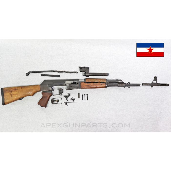 Yugoslavian M76 Parts Set w/ Demilled Barrel,  Wood Grip and Stock, Cut Receiver Sections, 8mm *Good* 