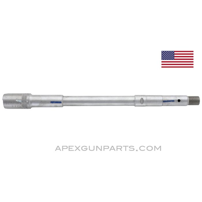 AK Pistol Barrel, 11.5", Drilled Gas Port, Knurled, In The White, For Stamped Trunnion, Sized for Milled Gas Block & Sight, US Made 922(r) *NOS* 