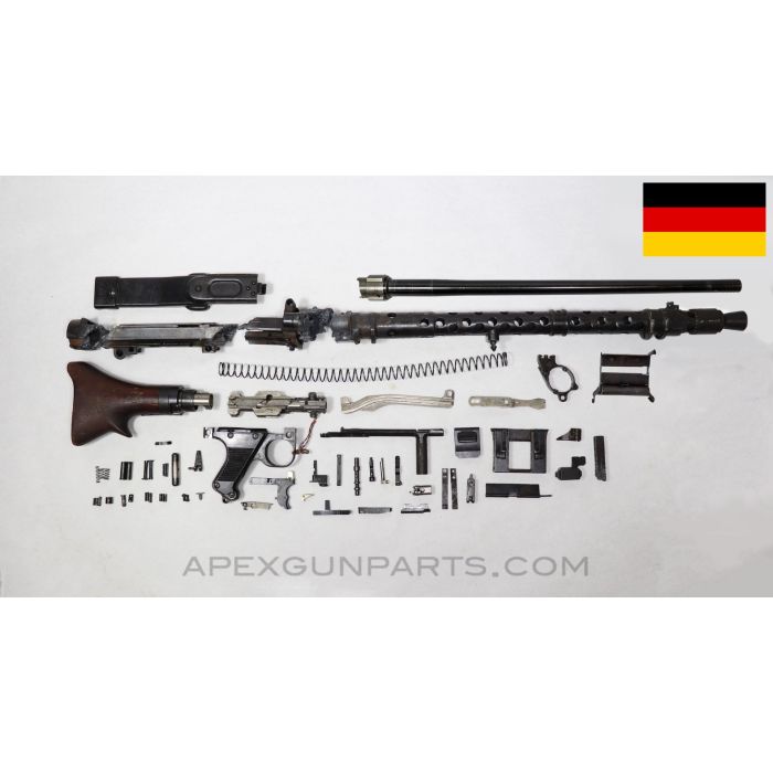 MG-34 Machine Gun Parts Kit W/Torch Cut Receiver, Issue Barrel, Wood Stock, No Bipod, Partly Matching, 7.92x57 *Good* 