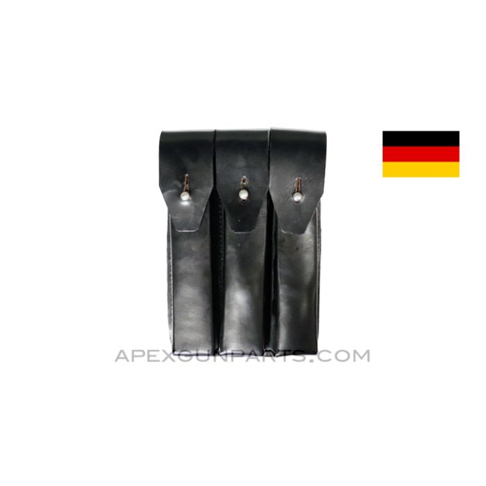 MP5 / MP2 UZI Magazine Pouch, 9mm, Black Leather, West German, *Good*