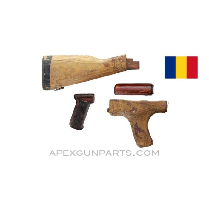 Romanian AKM Stock Set with Grip, Wood, *Fair*, Sold *As Is* 