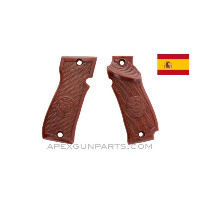 STAR Model S Grip Set, Brown Plastic, Checkered, *Good* 
