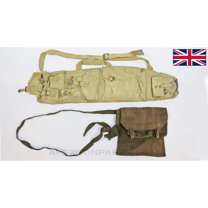 BREN Gun Barrel Carry Case WITH Spare Parts Wallet, Canvas, Original, Heavy Use *Fair*