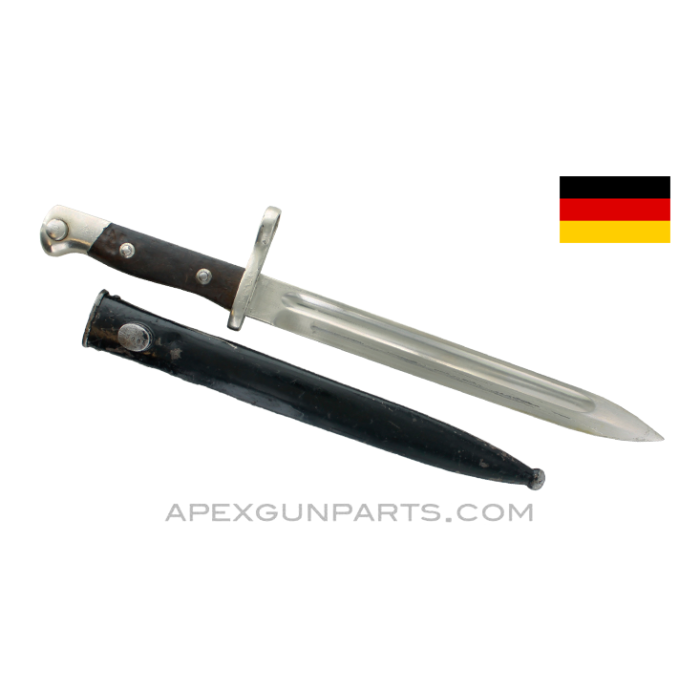 German M1895 Mauser Parade Bayonet and Scabbard, Nickel Plated *Good* 