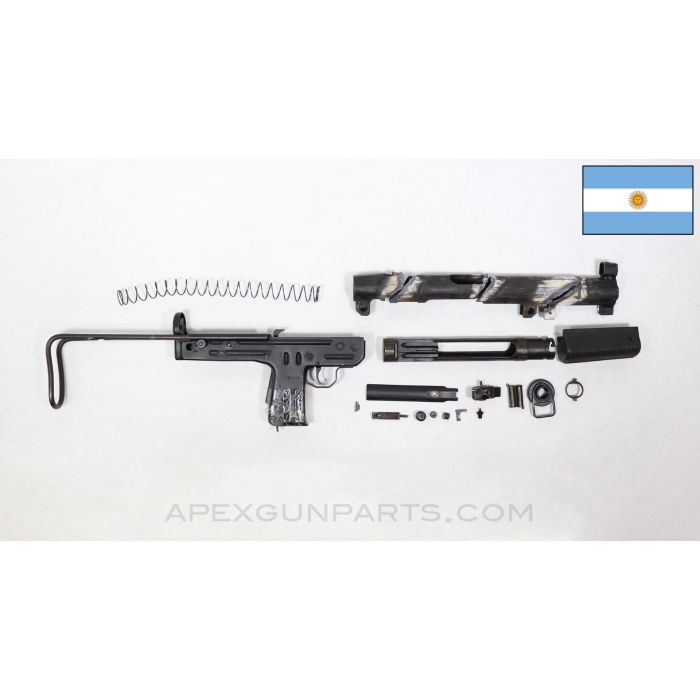 FMK-3 SMG Parts Kit w/ Cut Receiver, Collapsible Wire Stock, Matching, Argentina, 9mm *Good* 