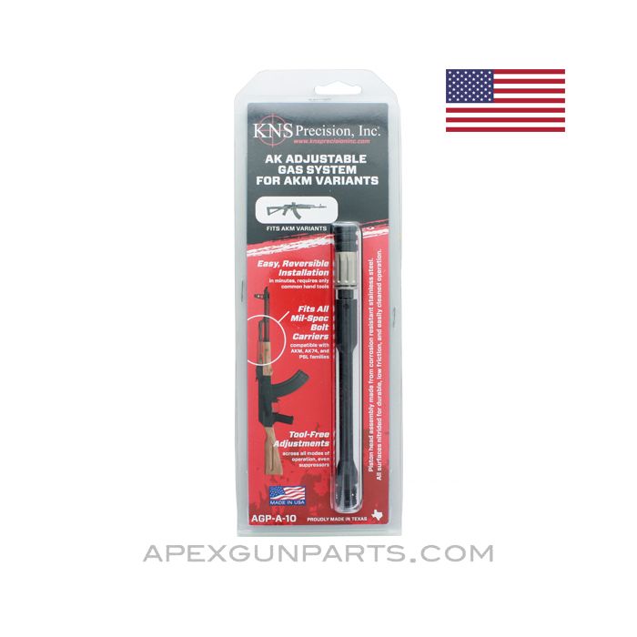 KNS Precision AKM Adjustable Gas Piston, AGP-A-10 Large Bore, Updated Sleeve, US Made 922(r) Part, *NEW*