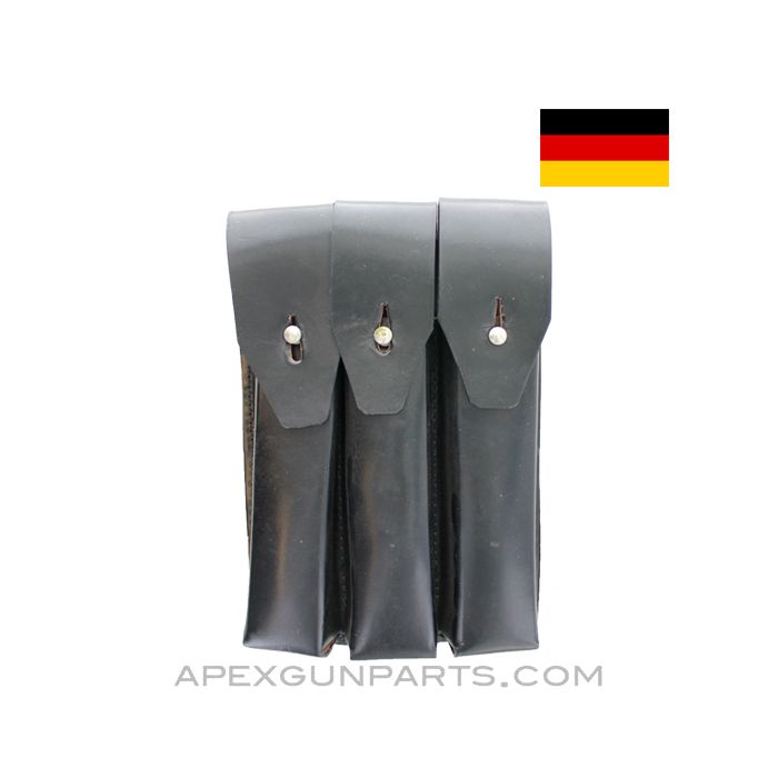 MP5 / MP2 UZI Magazine Pouch, 9mm, Black Leather, West German *Very Good* 