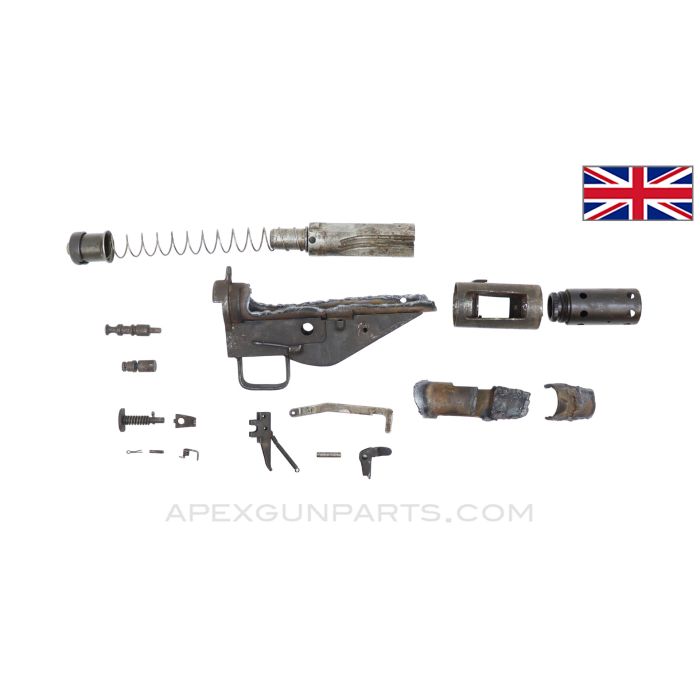 STEN MK 2 Parts Kit w/ MK 5 Barrel Nut, No Stock, 9MM Luger *Good* 