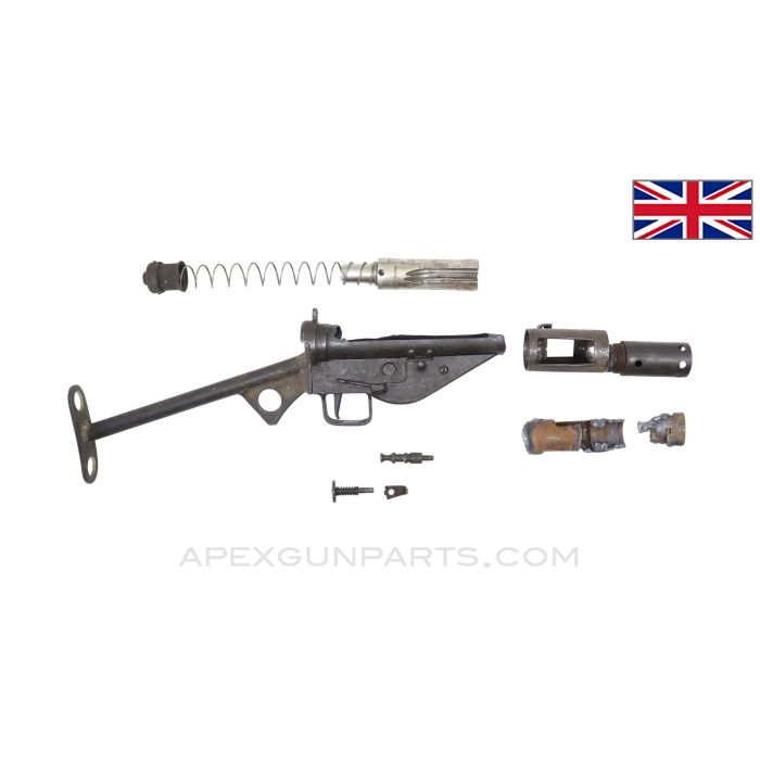 STEN MK 2 Parts Kit w/ MK 5 Barrel Nut, "T" Stock, 9MM Luger *Good* 