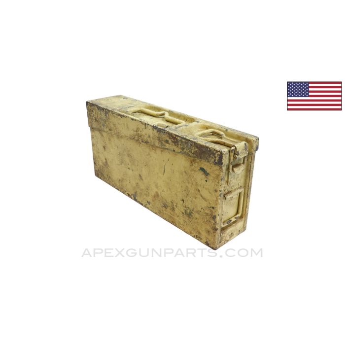 MG Ammo Can, Steel, Repainted, Tan *Good*