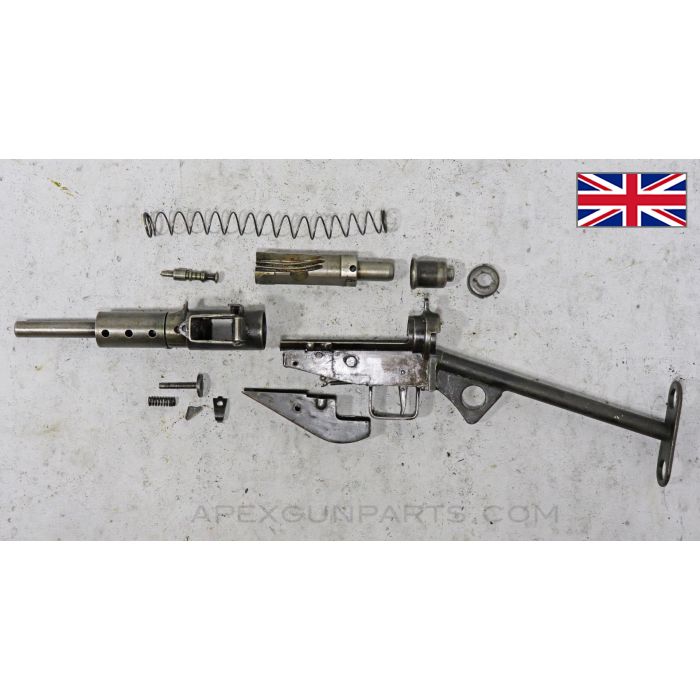 STEN Mk 2 SMG Parts Set w/ Original 7.75" Barrel, "T" Stock, Modified Details, 9mm Luger *Good* 