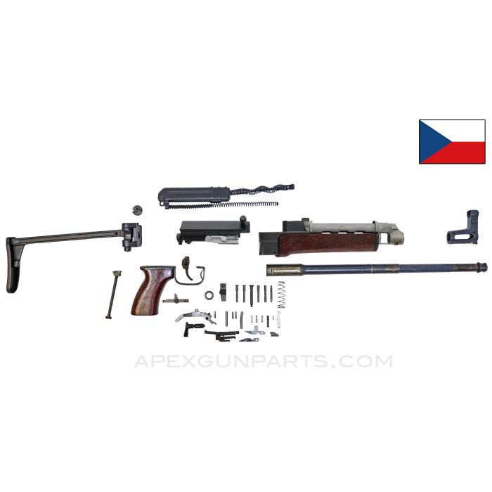 Czech VZ-58 Side Folder Parts Kit ,15.5 Inch Barrel, Stripped Upper Handguard, No Piston Stop and Detent Pin, Mixed Finish, 7.62x39 *Good* 
