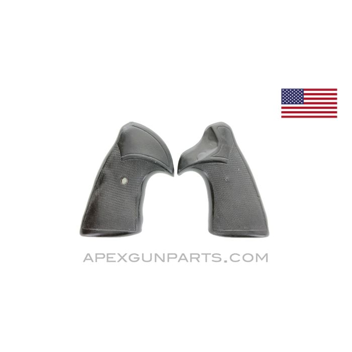 Ruger Police Service Six Pistol Grip Set, Square Butt, .38, Rubber, Pachmayr, *Good*