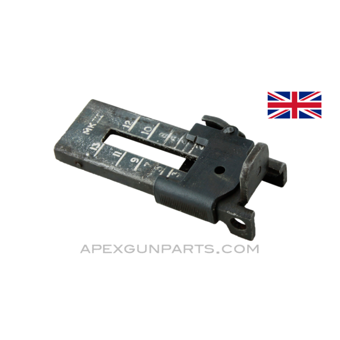 Enfield #4 MK 3 Rear Sight Leaf, With Slider, Early Style Stamped, *Good*