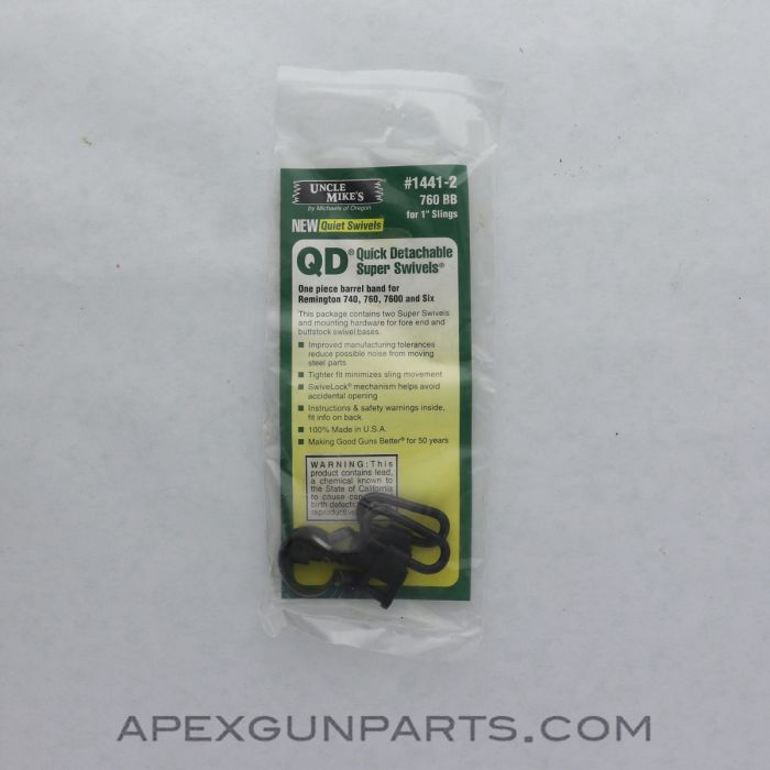 Uncle Mike's QD Sling Swivels, For 1" Slings, One Piece Barrel Band, 1441-2 *NEW*