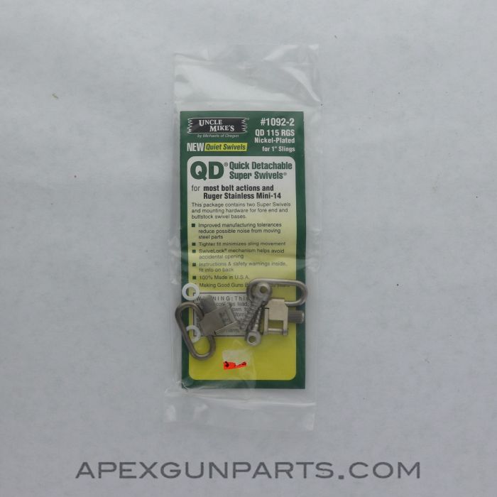 Uncle Mike's QD Sling Swivels, For 1" Slings, Stainless, 1092-2 *NEW*