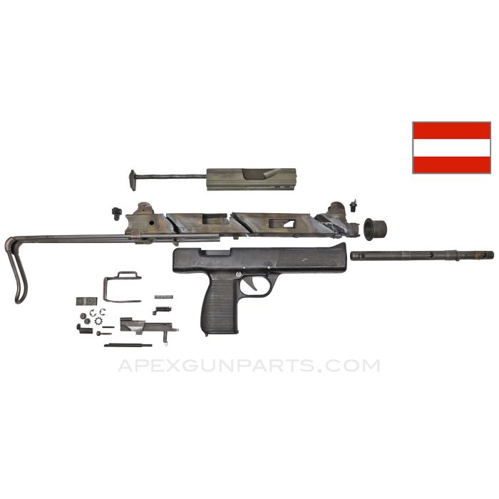 Steyr MPI-69 Parts Kit, Retracting Stock, w/ Drilled Demill Barrel, Torch Cut Receiver, 9x19 *Very Good* 