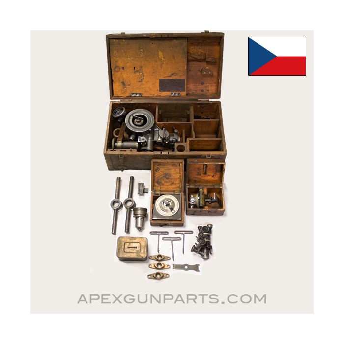 Skoda 75mm Model 1928 Mountain Howitzer Accessory Kit in Wood Chest, Czech, USED