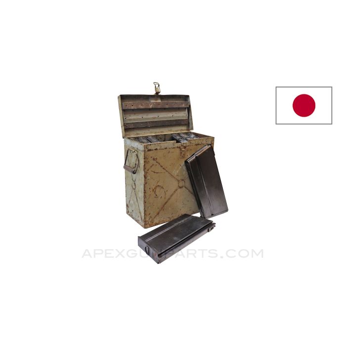 WWII Hotchkiss M1929 / Mle 1930 13.2X96mm Heavy Machine Gun Transit Chest with Eight 30rd Magazines *Good* 