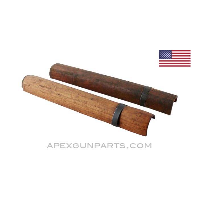 M1 Garand Rear Handguard with Clip, Wood, Cracked, *As Is* 