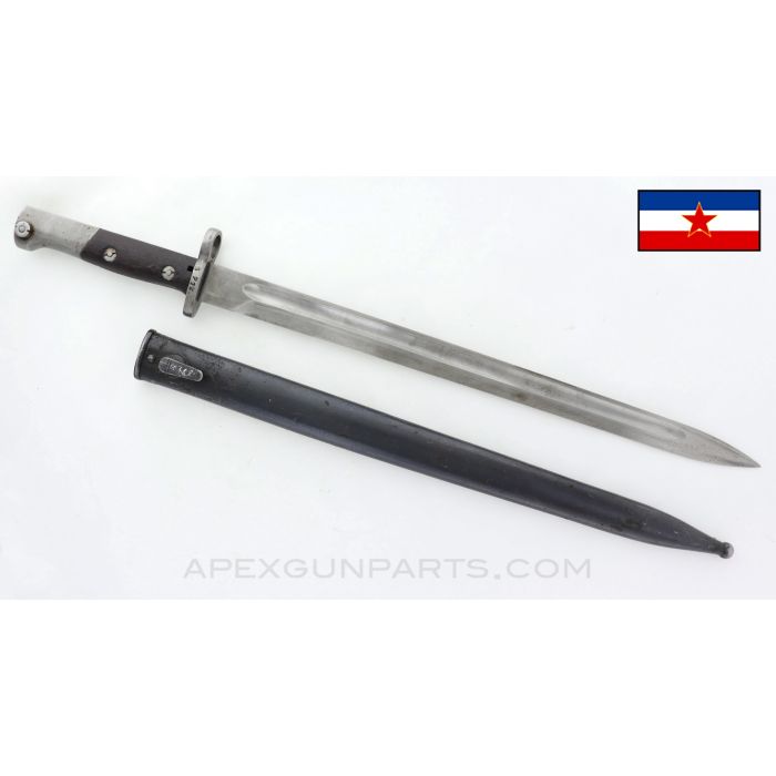 Yugoslavian M1924 Mauser Bayonet and Scabbard, Matching, In the White *Excellent*