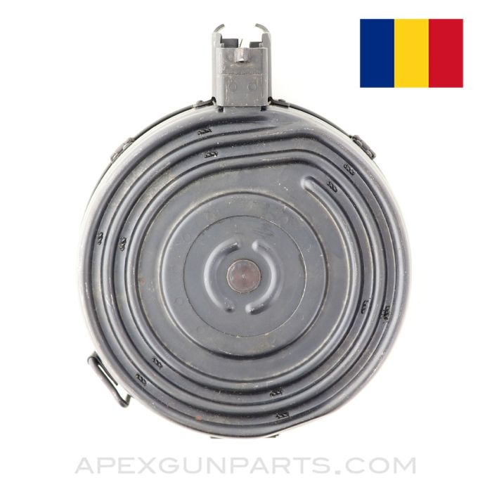AK-47 75rd Drum Magazine, Chinese Designed, Back Loading, Romanian Made, 7.62x39 *Good*
