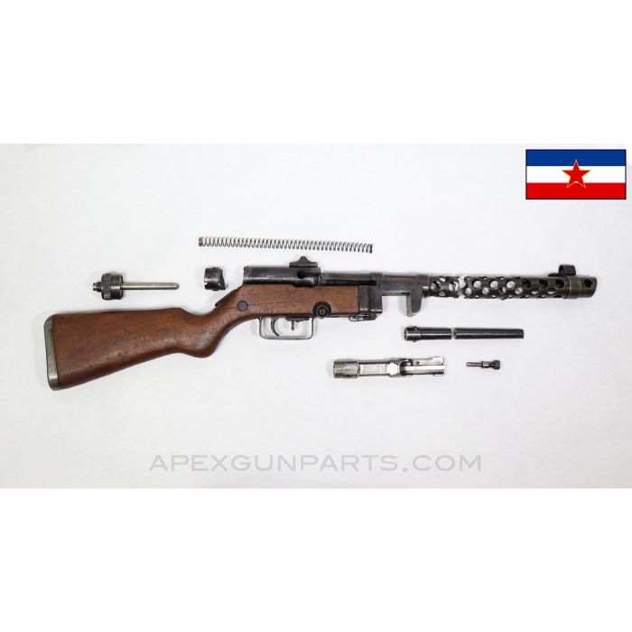 M49/57 SMG Parts Kit w/ Torch Cut Receiver, Cracked Stock, Yugoslavian, 7.62x25 *Good* 