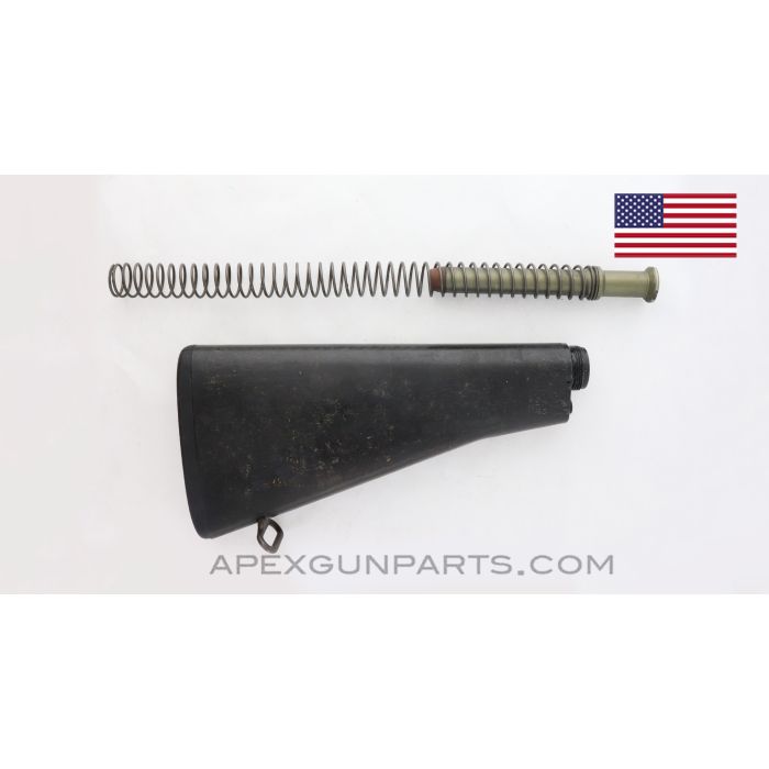 Colt M16A1 Buttstock, w/ Buffer and Spring, Cracked Buttpad *Good* 