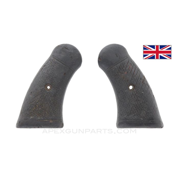 Enfield #2 Mk I Grips, Walnut, Checkered *Good*