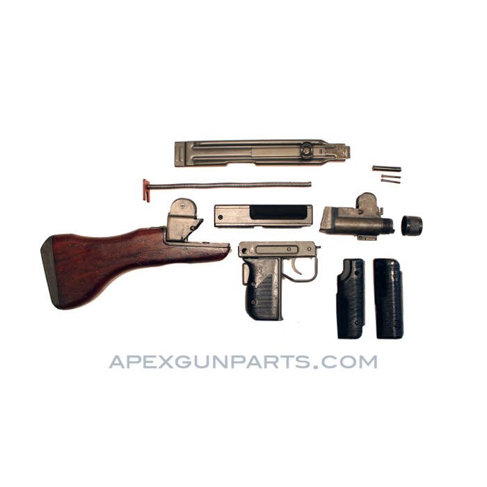 UZI Parts Kit w/Cracked Wooden Stock, Includes Front Trunnion, 9mm Luger *Very Good* 