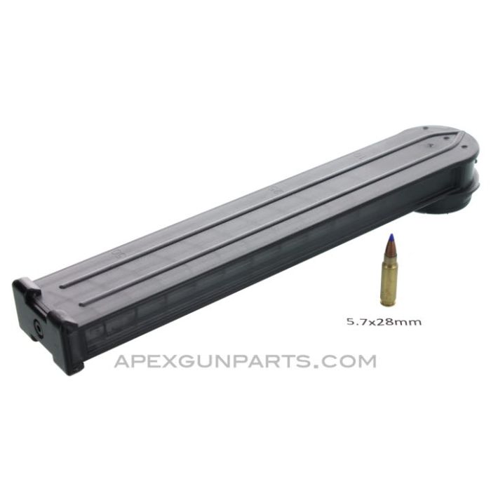 AR57 / PS90 / P90 Magazine, 5.7x28mm, 50rd Polymer, Translucent Black, *NEW*