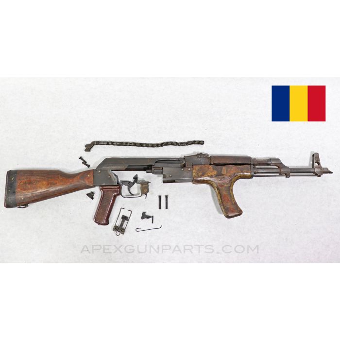 Romanian M63 AKM Parts Kit, w/ Populated Barrel, Laminated Wood Stock & Forward Grip, "G" Marked, Matching 7.62X39 *Good / Rusty*