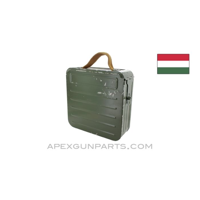 Hungarian PKM Ammo Can, With 250rd Belt, Aluminium, Green, *Good* 
