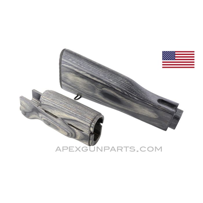 AK-47 Stock Set with Metal Hardware, Double Rear Tang, Gray Laminated *NOS* 