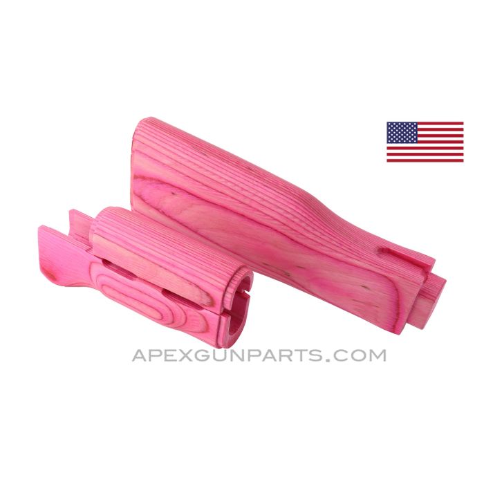 AK-47 Stock Set for Double Rear Tang Receiver , Pink, Laminated, No Hardware *NOS* US 922(r) Compliant Parts
