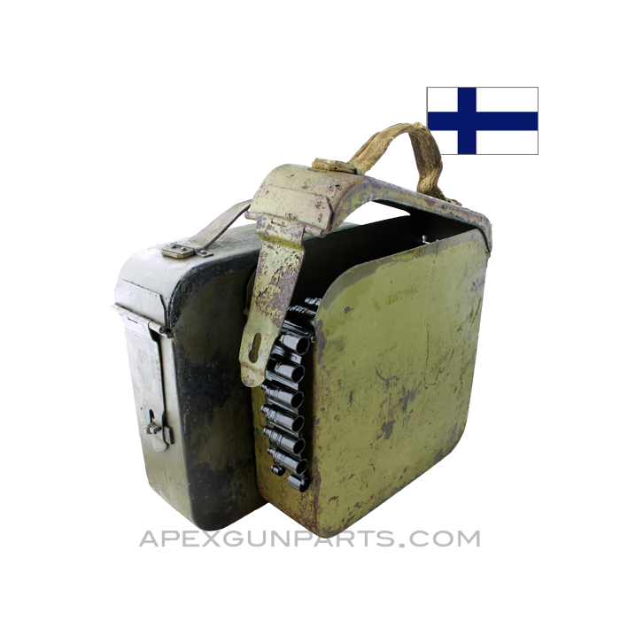 Finnish Maxim M1910 Ammo Can, w/200rd Belt, 7.62X54r *Good* 