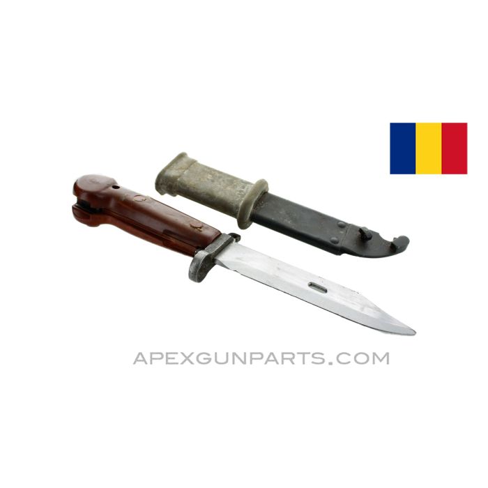 Romanian AK-47 Bayonet and Scabbard, Type 2 *Good* 