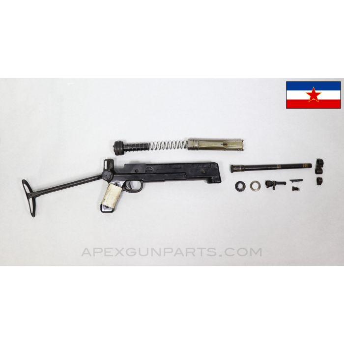 M56 SMG Parts Kit w/ Underfolder Stock & Original Barrel, ZASTAVA Yugoslavia, 7.62x25 *Good* 